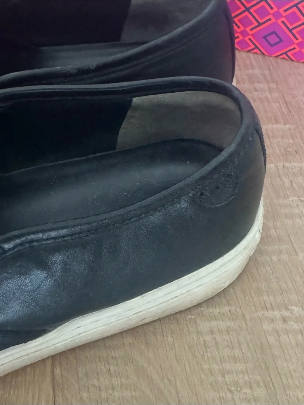 Black Leather Tory Burch Addison Slip-On Sneakers with White Sole